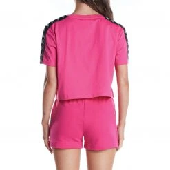 Kappa US Women 222 Banda Apua T-Shirt - Pink Black