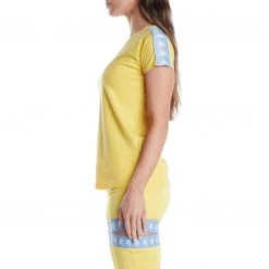 Kappa US Women 222 Banda Apan T-Shirt - Yellow Light Blue