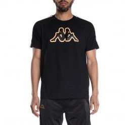 Kappa US Men Logo Tape Avirec 2 T-Shirt - Black Smoke Light Orange