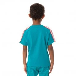 Kappa US Kids Logo Tape Avirec 2 T-Shirt - Peacock