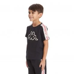 Kappa US Kids Logo Tape Avirec 2 T-Shirt - Black Smoke