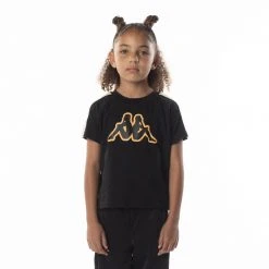 Kappa US Kids Logo Tape Avirec 2 T-Shirt - Black Smoke Orange