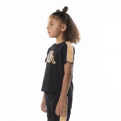 Kappa US Kids Logo Tape Avirec 2 T-Shirt - Black Smoke Orange