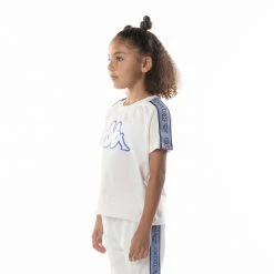 Kappa US Kids Logo Tape Avirec 2 T-Shirt - White Blue
