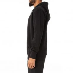 Kappa US Men Logo Fleece Jackok Full Zip Jacket - Black