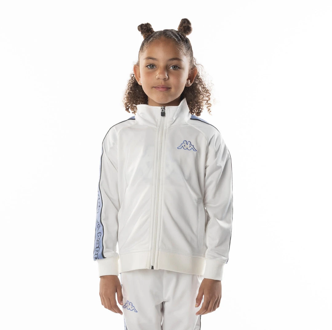 Kappa US Kids Logo Tape Artem 2 Track Jacket - White Blue 3 Kappa US Kids Logo Tape Artem 2 Track Jacket - White Blue