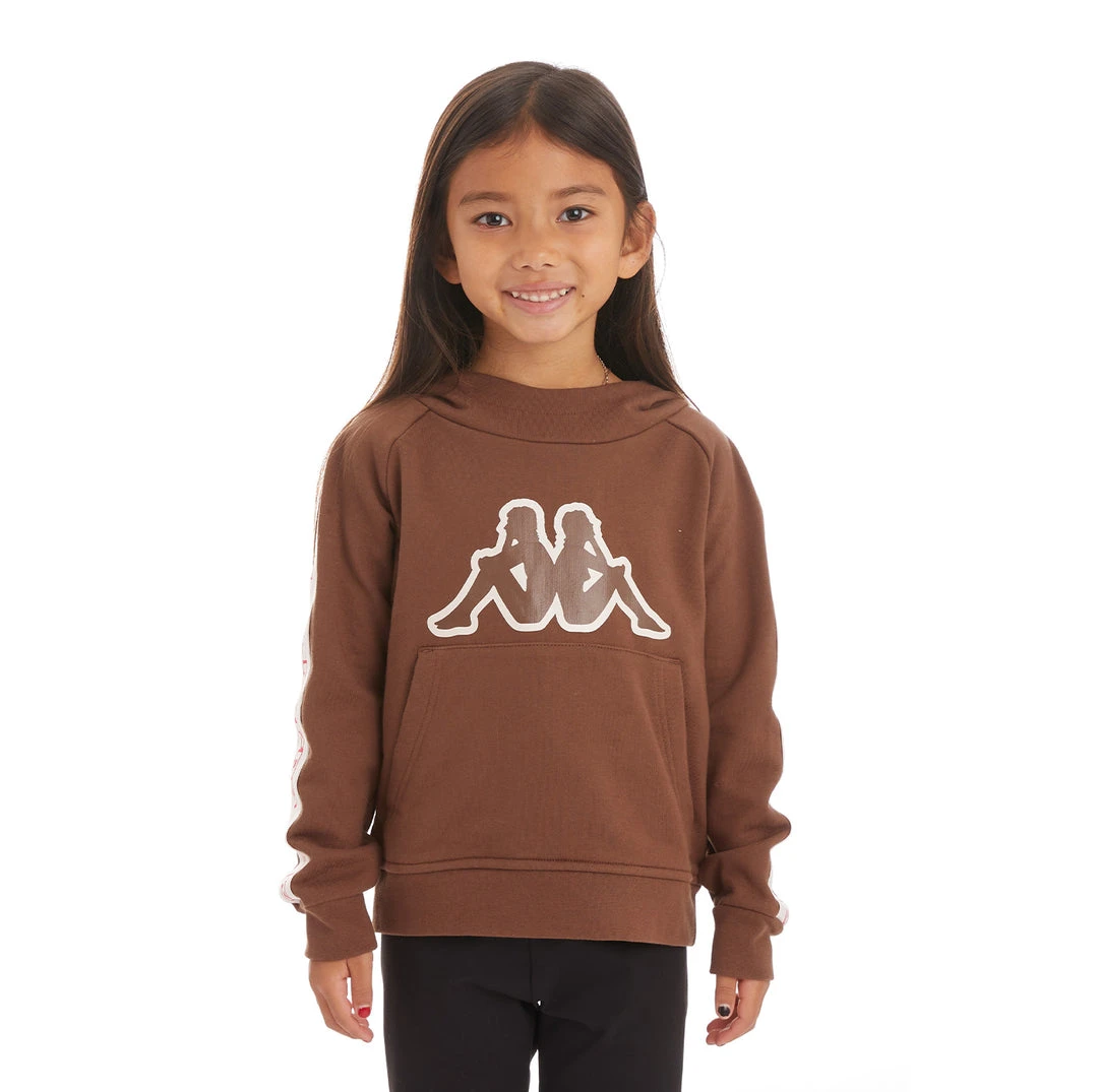 Kappa US Kids Logo Tape Apet 2 Hoodie - Brown 3 Kappa US Kids Logo Tape Apet 2 Hoodie - Brown