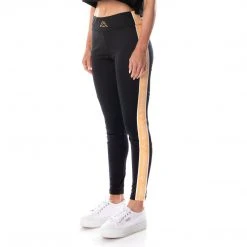Kappa US Women Logo Tape Eva Leggings - Black Smoke Light Orange