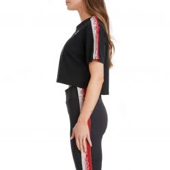 Kappa US Women Logo Tape Dera T-Shirt - Black Smoke