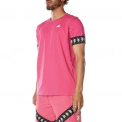 Kappa US Men 222 Banda Niji 2 T-Shirt - Pink Black