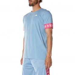 Kappa US Men 222 Banda Niji 2 T-Shirt - Light Blue Pink