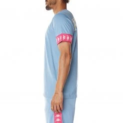 Kappa US Men 222 Banda Niji 2 T-Shirt - Light Blue Pink