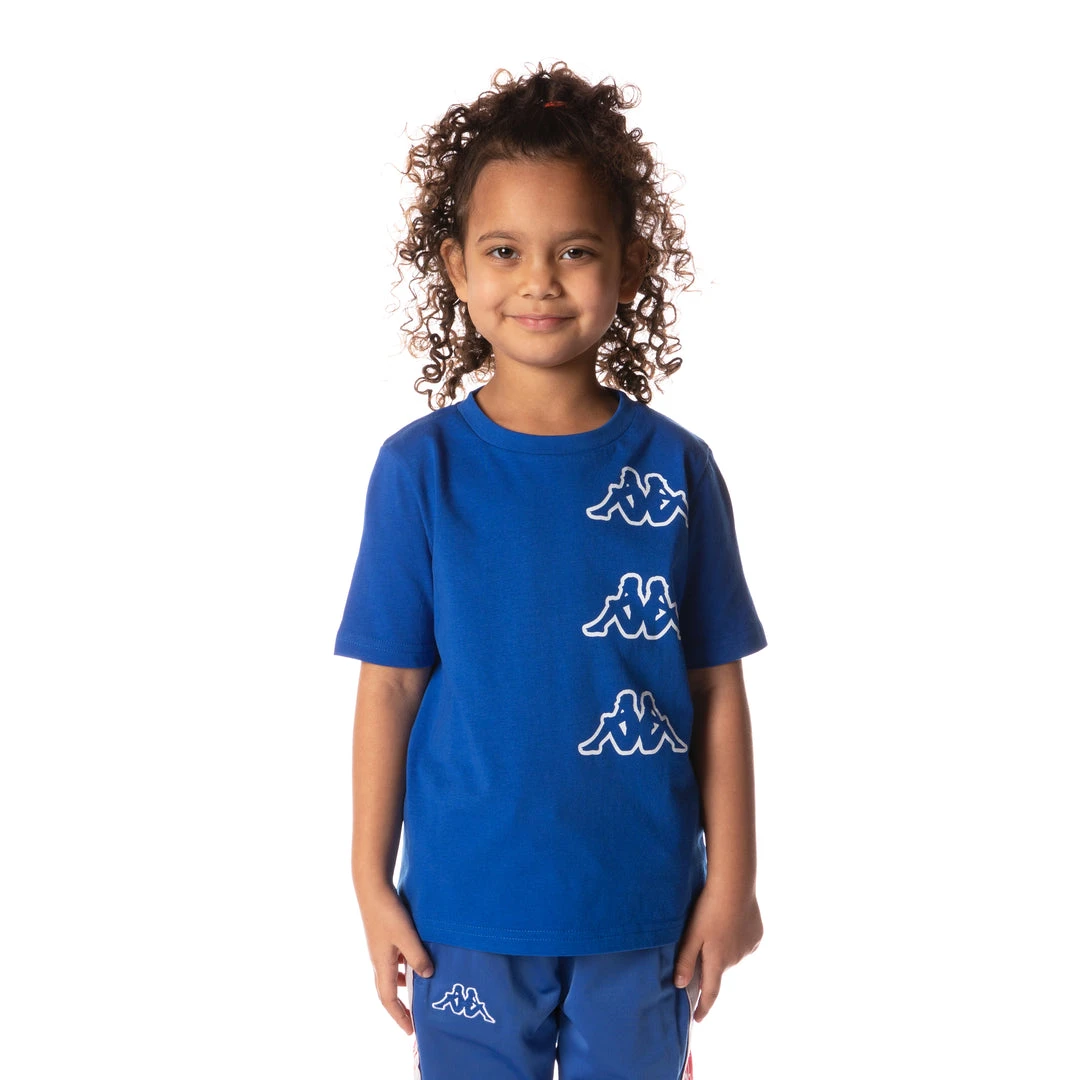 Kappa US Kids Logo Tape Aomix T-Shirt - Blue 3 Kappa US Kids Logo Tape Aomix T-Shirt - Blue