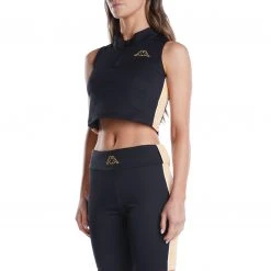 Kappa US Logo Tape Elia Crop Top - Black Smoke Light Orange Women