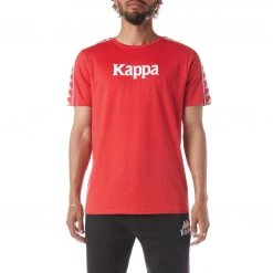 Kappa US Men 222 Banda Torio T-Shirt - Red White