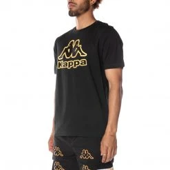 Kappa US Logo Bant T-Shirt - Black Smoke Light Orange