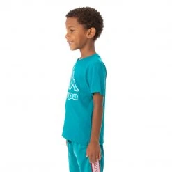 Kappa US Kids Logo Tape Bant T-Shirt - Peacock
