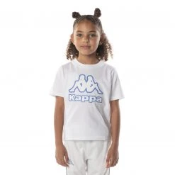 Kappa US Kids Logo Bant T-Shirt - White Blue