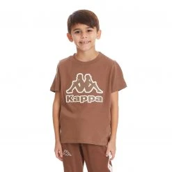 Kappa US Kids Logo Bant T-Shirt - Brown
