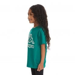 Kappa US Kids Logo Tape Bant T-Shirt - Dark Green