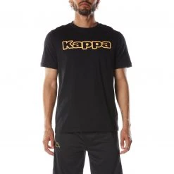Kappa US Logo Tape Erco T-Shirt - Black Smoke Light Orange Men