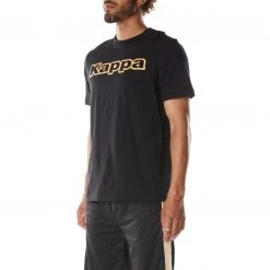 Kappa US Logo Tape Erco T-Shirt - Black Smoke Light Orange Men