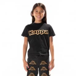 Kappa US Kids Logo Tape Erco T-Shirt - Black Smoke Orange