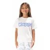 Kappa US Kids Logo Tape Erco T-Shirt - White Blue 1 Kappa US Kids Logo Tape Erco T-Shirt - White Blue