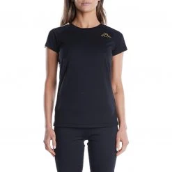 Kappa US Women Logo Tape Eiza T-Shirt - Black Smoke Light Orange