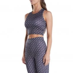 Kappa US Women Authentic Teknas Crop Top - Black Smoke Sand