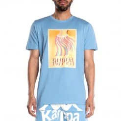 Kappa US Men Authentic Graphik Ten T-Shirt - Light Blue