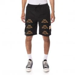 Kappa US Men Logo Tape Esso Shorts - Black Smoke Light Orange