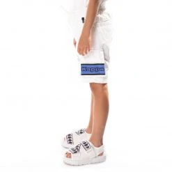 Kappa US Kids Logo Tape Esso Cargo Shorts - White Blue 8 Kappa US Kids Logo Tape Esso Cargo Shorts - White Blue