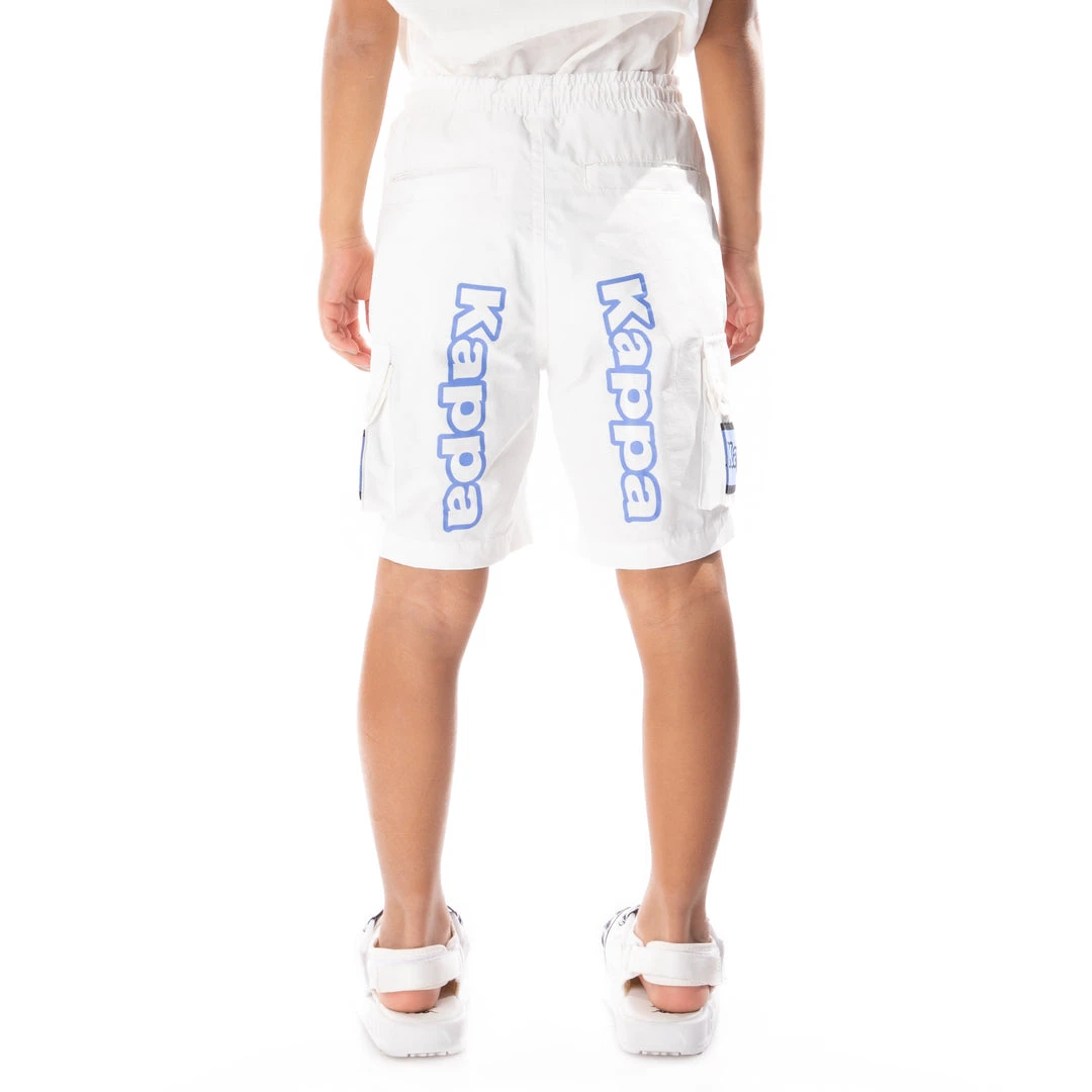 Kappa US Kids Logo Tape Esso Cargo Shorts - White Blue 6 Kappa US Kids Logo Tape Esso Cargo Shorts - White Blue